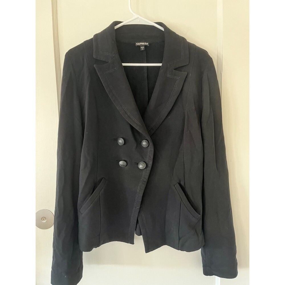 Express womens black unstructured blazer double button jacket size M